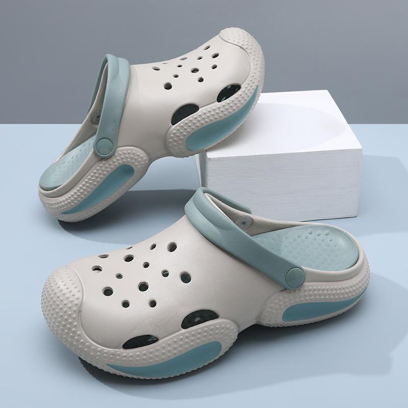 Men's hole shoes are breathable and non-smelly, and the thick-soled non-slip bag head cool slippers are worn outside summer beach slippers.