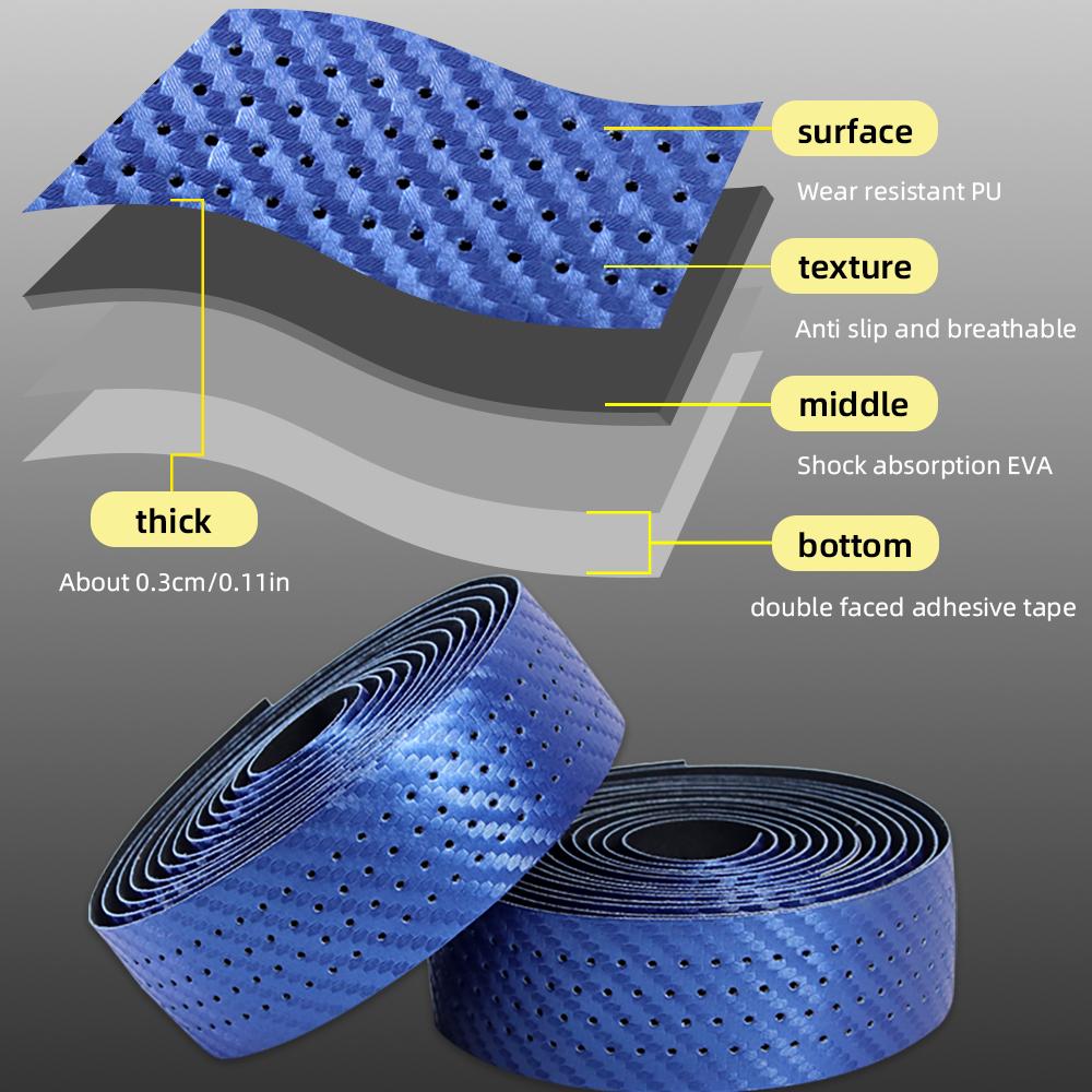 Road Bike Handlebar Tape Bar Tapes EVA/PU Soft Anti-Vibration Wrap Tape Durable Bar Bartape Anti-slip Carbon Fiber Pattern