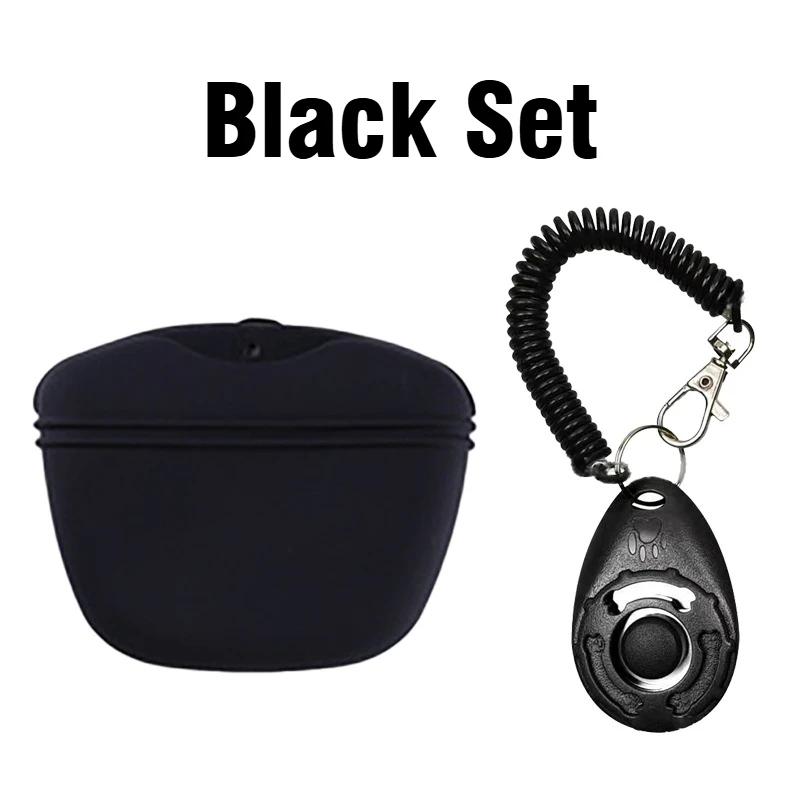 Dog Training Clicker With Silicone Treat Bag Portable Waterproof Waist Snack Pouch Magnetic Clip For Puppy Obedience Pet Training Accessories