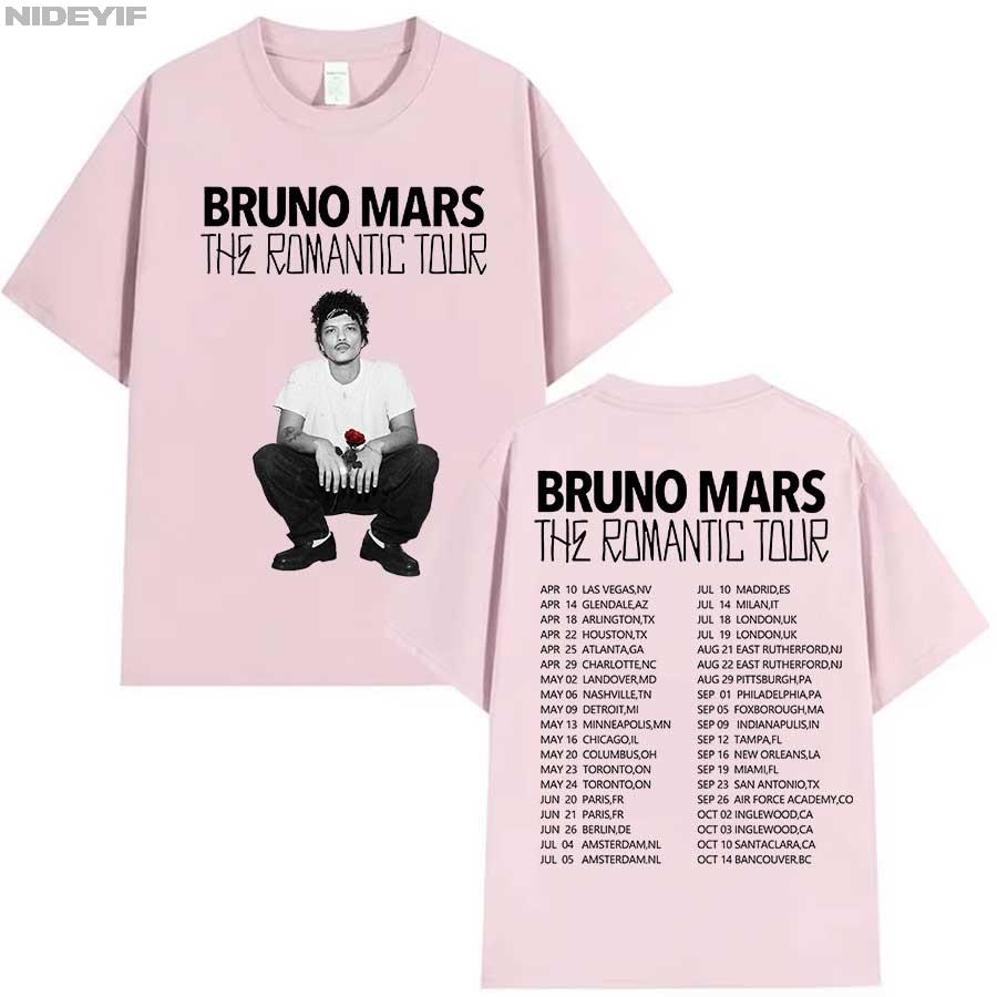 Bruno Mars The RoUnisextic Tour T shirt for Unisex Women Hiphop Streetwear Oversized Tops 100 Cotton TShirt BM2