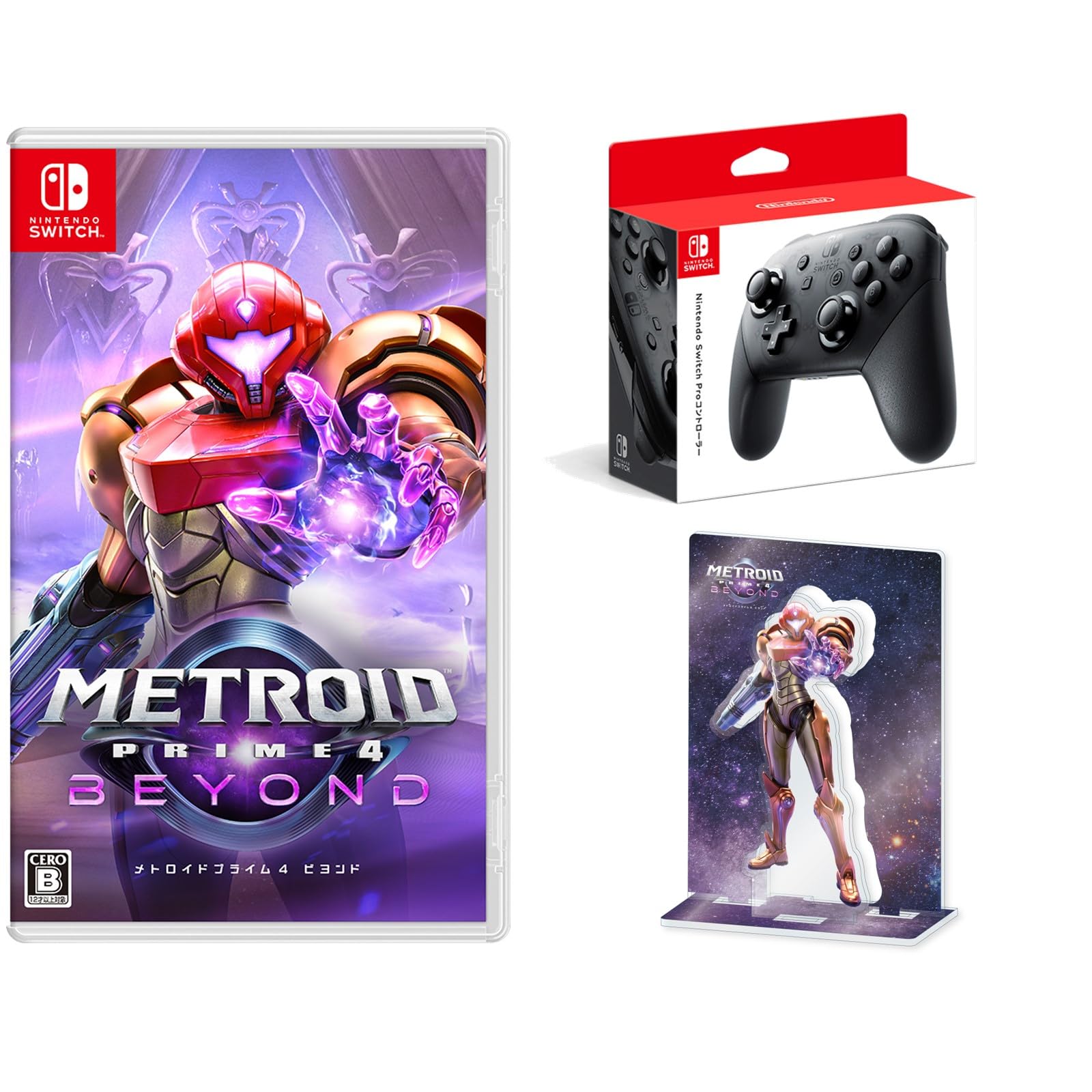 

Metroid Prime 4 Beyond Switch Genuine Nintendo Switch Pro Controller Bonus Acrylic Stand Included - & (Samus)