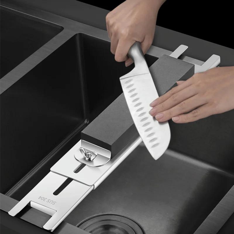 Thickened Sink Sharpening Bracket 304 Stainless Steel Household New Adjustable Sharpening Stone Holder