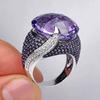 1Pc Luxurious Fashion Jewelry Wedding Rings For Women Elegant Bright  Color Inlaid Purple Zircon Punk Engagement Ring