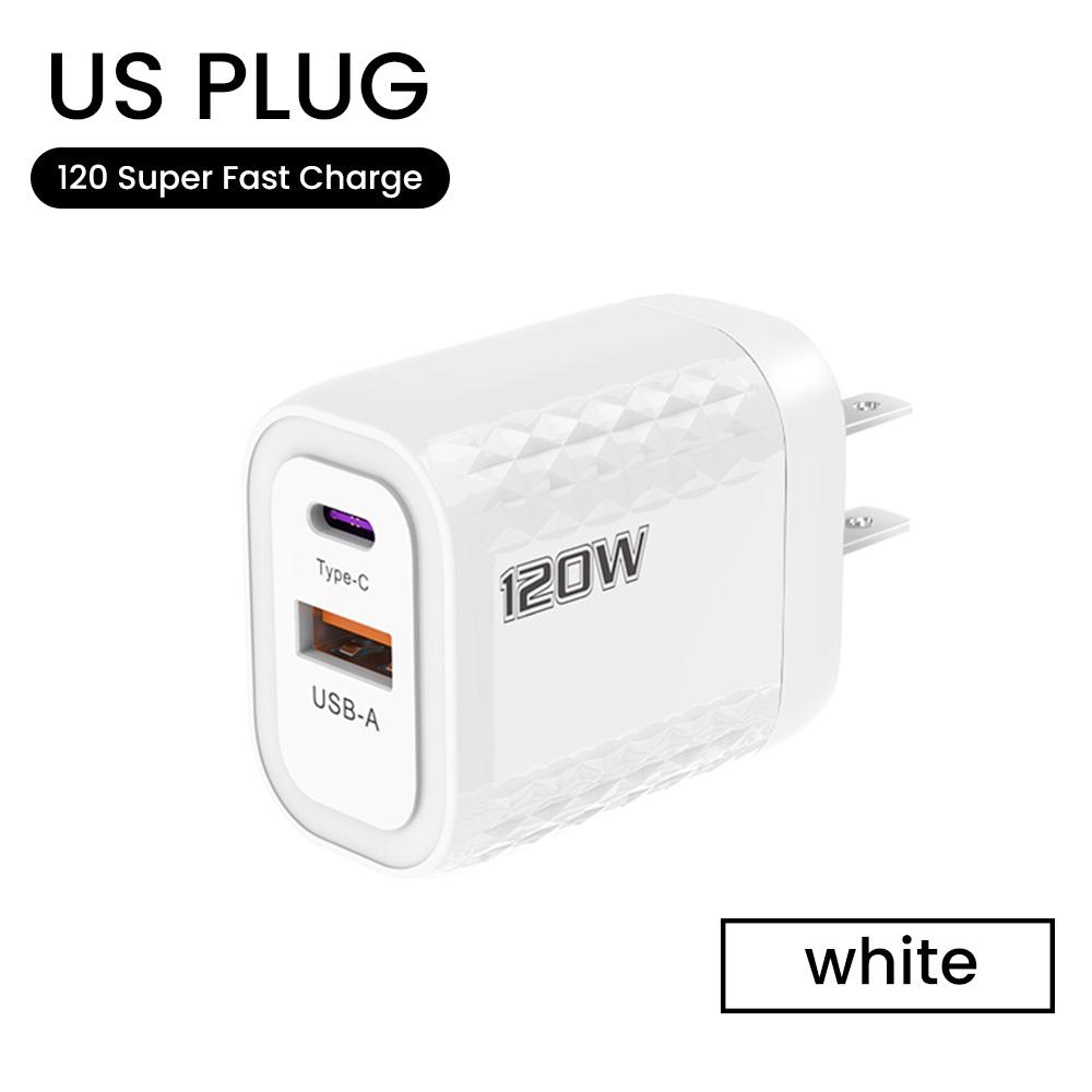 2 porty 120W rychlé nabíjení USB typ C nabíječka PD QC 3.0 USB C nabíječka EU/US/UK zástrčka adaptér pro iphone Xiaomi Samsung