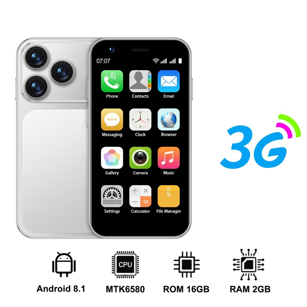 SERVO 18SE MINI Kleines Android-Smartphone 3G WCDMA Dual-SIM-Karte 2GB+16GB Play Store Wi-Fi Gesichtserkennung 3,0 Zoll Mini-Smartphones