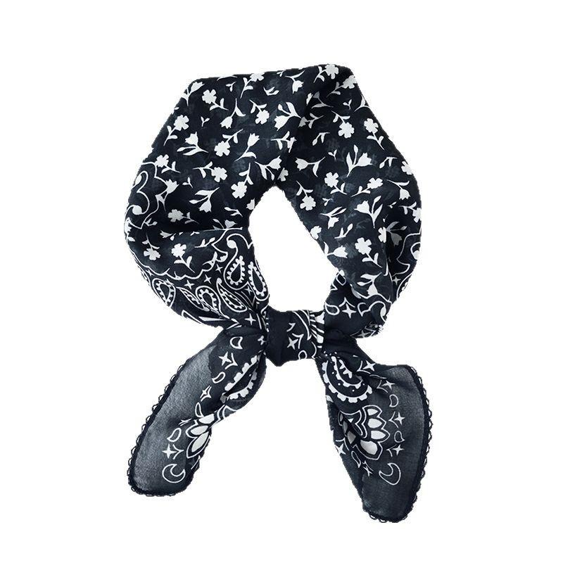 Niche Personalized Retro Cashew Flower Printing Square Scarf Women's Professional Wear Scarf Spring and Summer Trend High-end Thin Silk Scarf