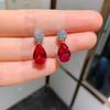 Jewelry Douyin Simulation Red Corundum Sapphire Water Drop Jewelry Set 8 * 12