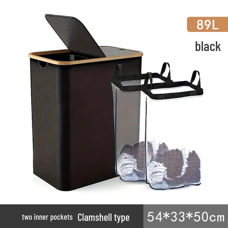 Foldable Large-Capacity Laundry Hamper with Lid and Inner Bag