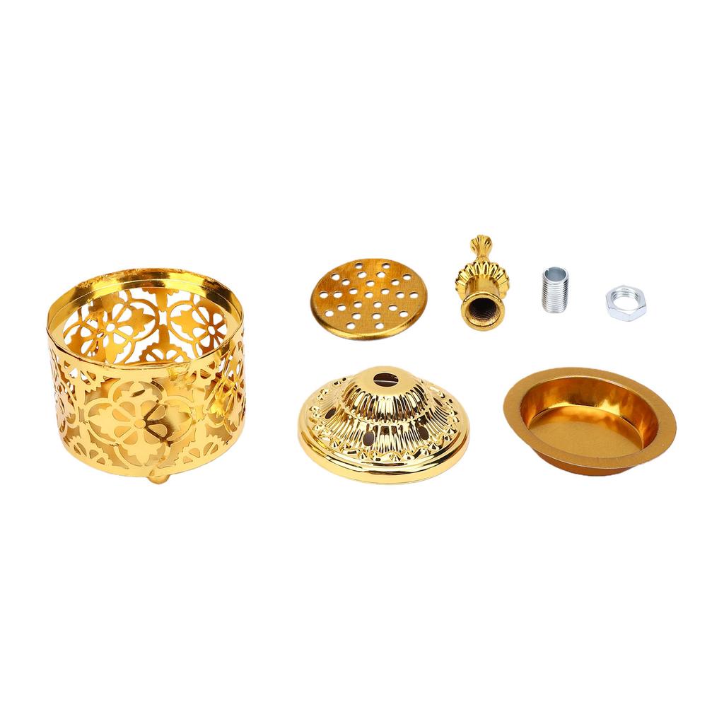Arabic Incense Holder Pot Vintage Decorative Candle Stand for Home Tabletop Decoration Zinc Alloy Gold Style 1
