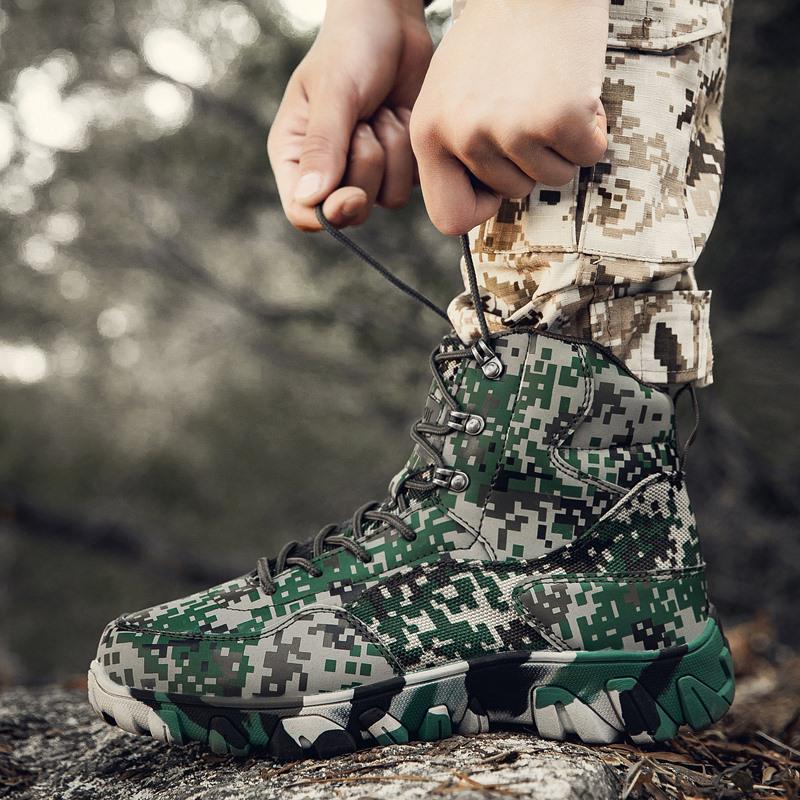 Men Desert Boots Men Casual Camouflage Outdoor Short Combat Boots Anti Slip Large Size Hiking Shoes