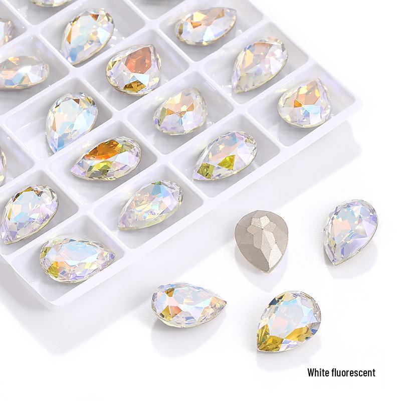 High-Grade K9 Teardrop Rhinestone DIY Jewelry Accessory - Silver-Plated Base with Irregular Crystal Glass Drill, Pointed Bottom