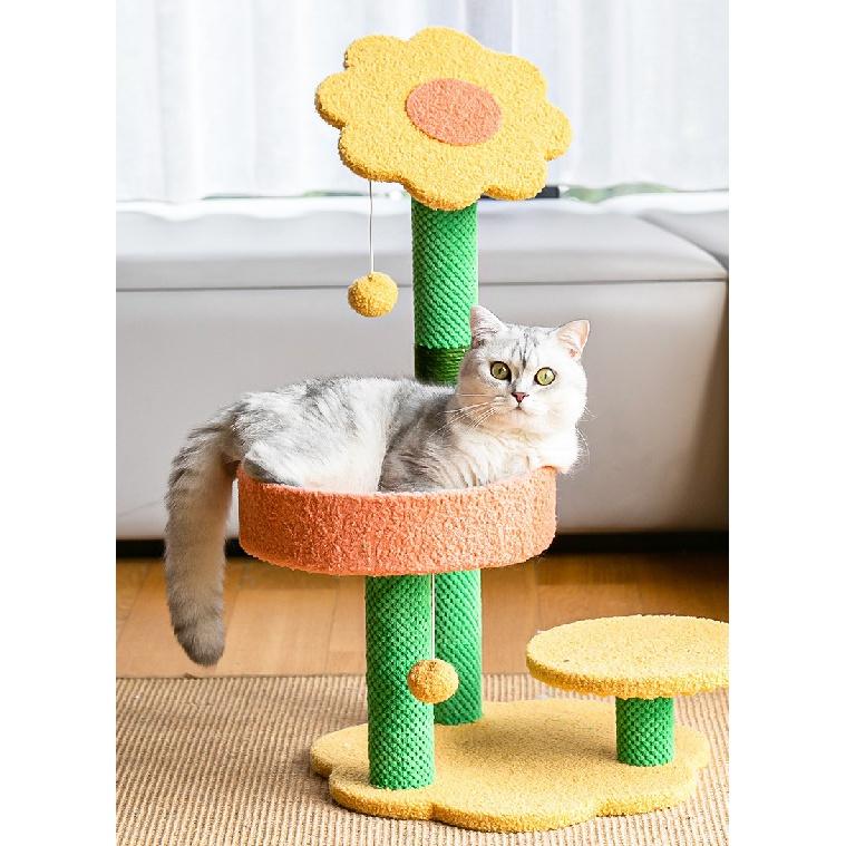 Sonnenblumenfrmiger Kratzbaum fr Hauskatzen, Katzenturm mit  Sisal-Kratzstmmen, Katzenturm mit groem, weichem Bett und vollstndig  umwickeltem Sisal-Kratzbaum gnstig kaufen  Preis, kostenloser Versand,  echte Bewertungen mit Fotos  Joom