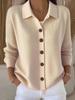 2025 Women's Solid Button Knit Lapel Cardigan Sweater - Autumn/Winter Casual Fashion