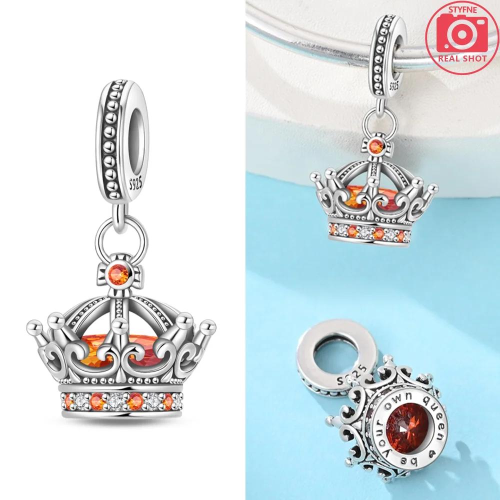 Charm Bead Charms Copper Authentic Blue Zircon Crown Pendant Pink Heart Bead Charms Compatible With Bracelets Jewellery Making Women Diy Gift Accessor