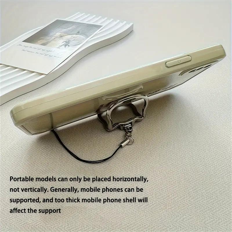 1PCS Cat-shaped Aluminum Alloy Mobile Phone Lanyard with Built-in Bracket Lazy Bracket Multi-function Ring Portable Desktop Universal