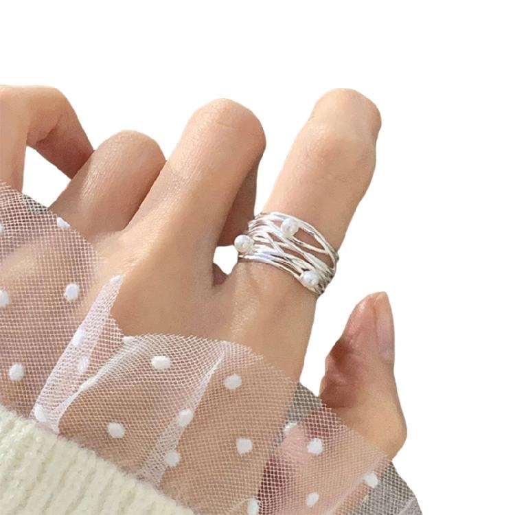 

Элегантные неправильные кольца для женщин и девочек с регулируемым раскрытием, кольца на палец с имитацией жемчуга, аксессуары для вечеринок