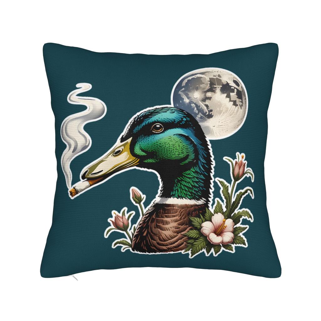 Mallard Smoking Cigarette Meme Funny Mallard Duck Huntin  Pillow Cover  Fashion Pillow Case For Couch Room Soft Cushion Cover