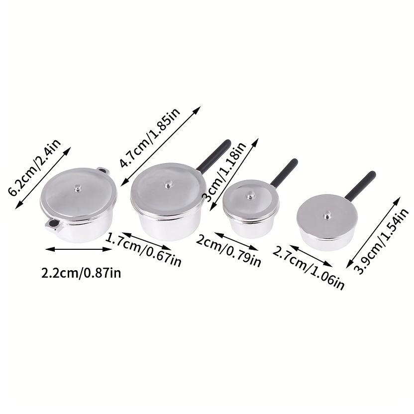 8Pcs 1:12 Dollhouse Kitchen Miniature Metal Mini Pot Set Doll House Cookware Furnitures Christmas Role Play Party Decoration