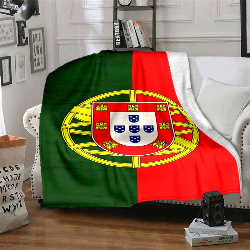Portugal flag Flannel Blanket Soft All-Season Throw, Design for Camping, Car Travel, Hiking Sofa, Bed, Office Perfect Gift for Parties