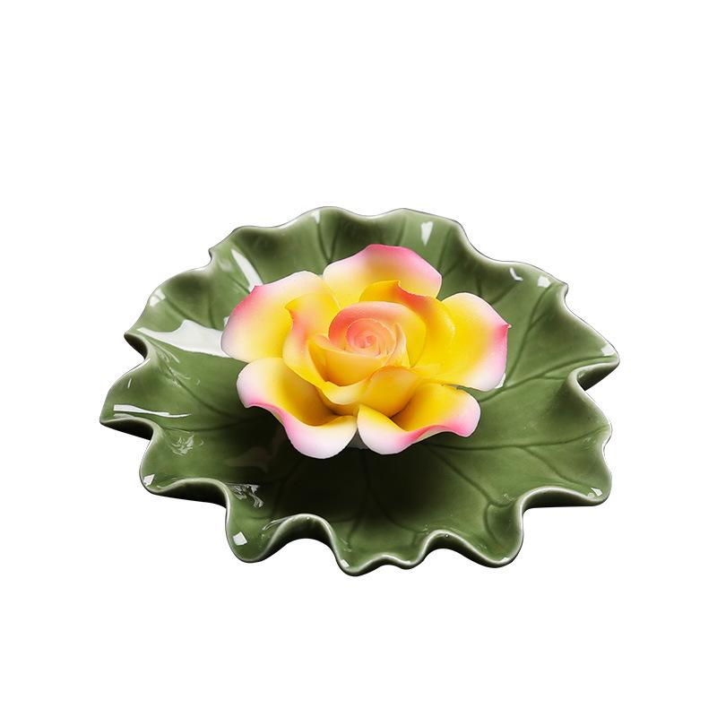 Handcrafted Summer Lotus Leaf Incense Holder - Four Colors for Tea Room