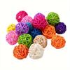 5 Stück 3cm Mischfarbe Haustier Vogel Kauspielzeug Rattanball für Papagei Wellensittich Nymphensittich Kauen Spielen Papageienkäfig Spielzeug