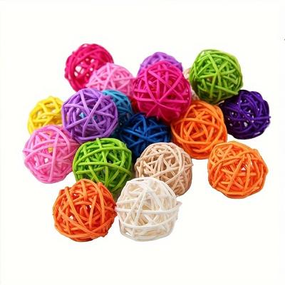 5pcs 3cm Mix Color Pet Bird Chewing Bird Rattan Ball Toy For Parrot Budgie Parakeet Cockatiel Chewing Playing Parrot Cages Toys