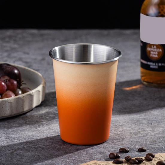 Yousheng Stainless Steel Cup, Reusable with Gradient Color Camping Cup, Frosted Texture Lightweight Beer Cup for Outdoor Picnic