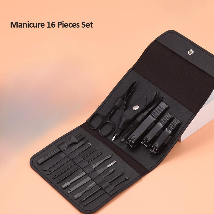 Premium 16-Piece Nail Grooming Kit for Home Stainless Steel Clippers Pedicure Set and Travel Case Included Manicure Set