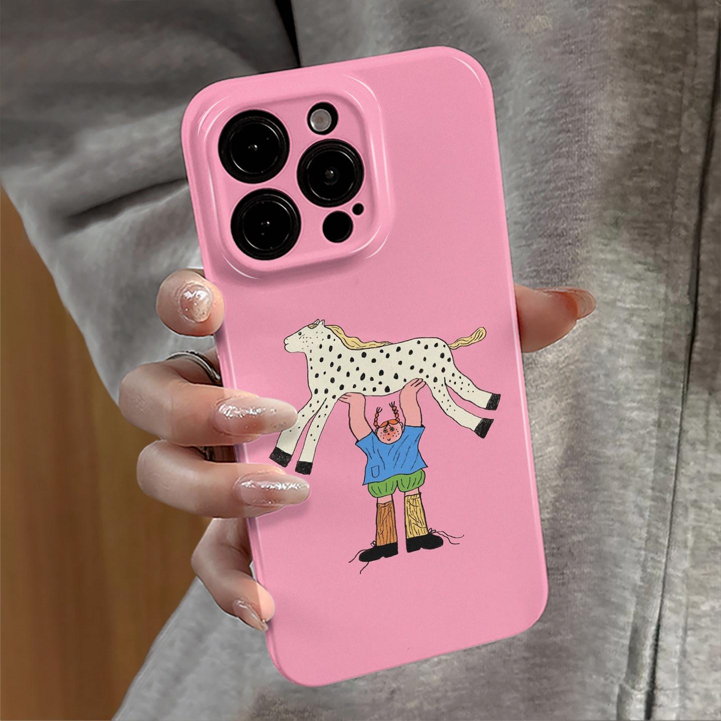 

Horse lifting girl applies to Apple 17promax cartoon cute iPhone16Pro lens all-inclusive new model Apple 17promax