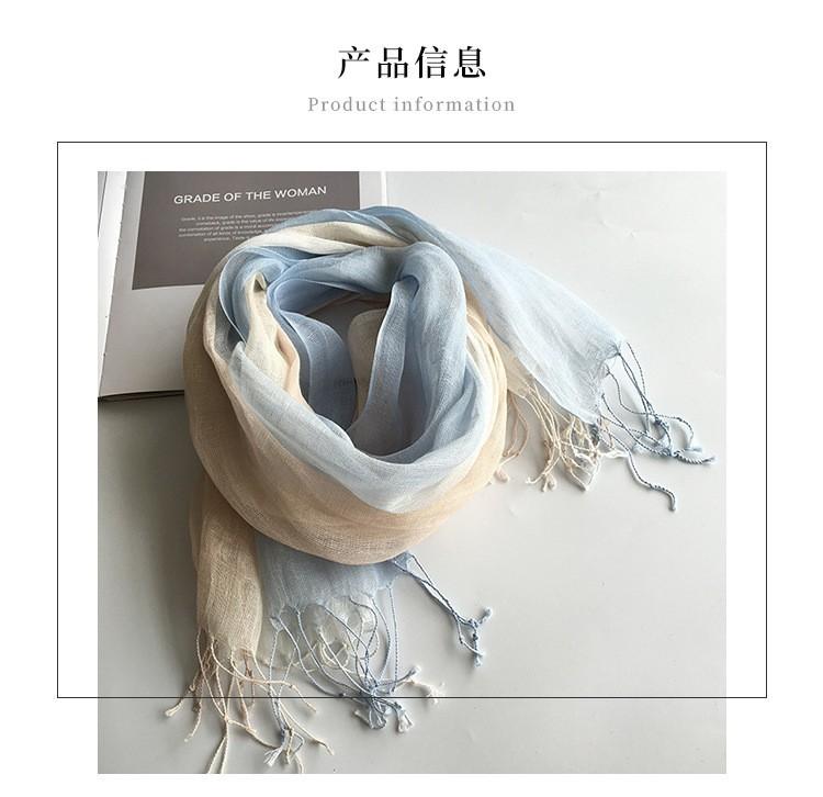 Fashion Creative Scarf Thin Linen Shawl Gradual Change Color Style Pure Linen Women'S Scarf Direct Supply