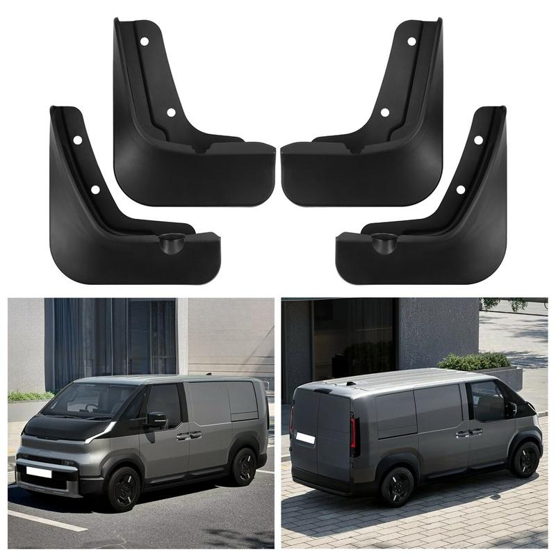 For Kia PV5 2025-2027 Compatible ABS Mud Flaps Black Tire Mudguards Front Rear Wheel Guard Set 220x190mm 205x200mm