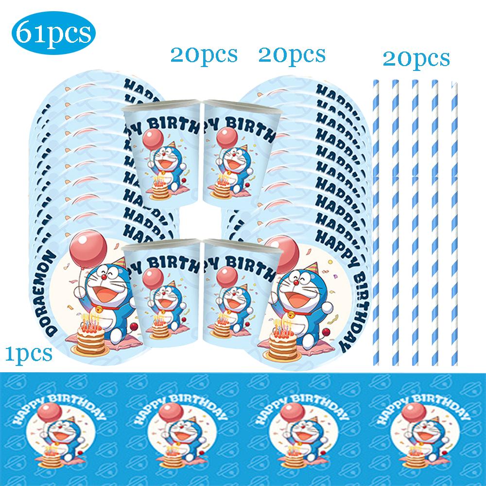 Cartoon Doraemoned Birthday Party Decor GameCartoon Dor Disposable Tableware Cake Topper Kids Boy Party Supplies Baby Shower Toy
