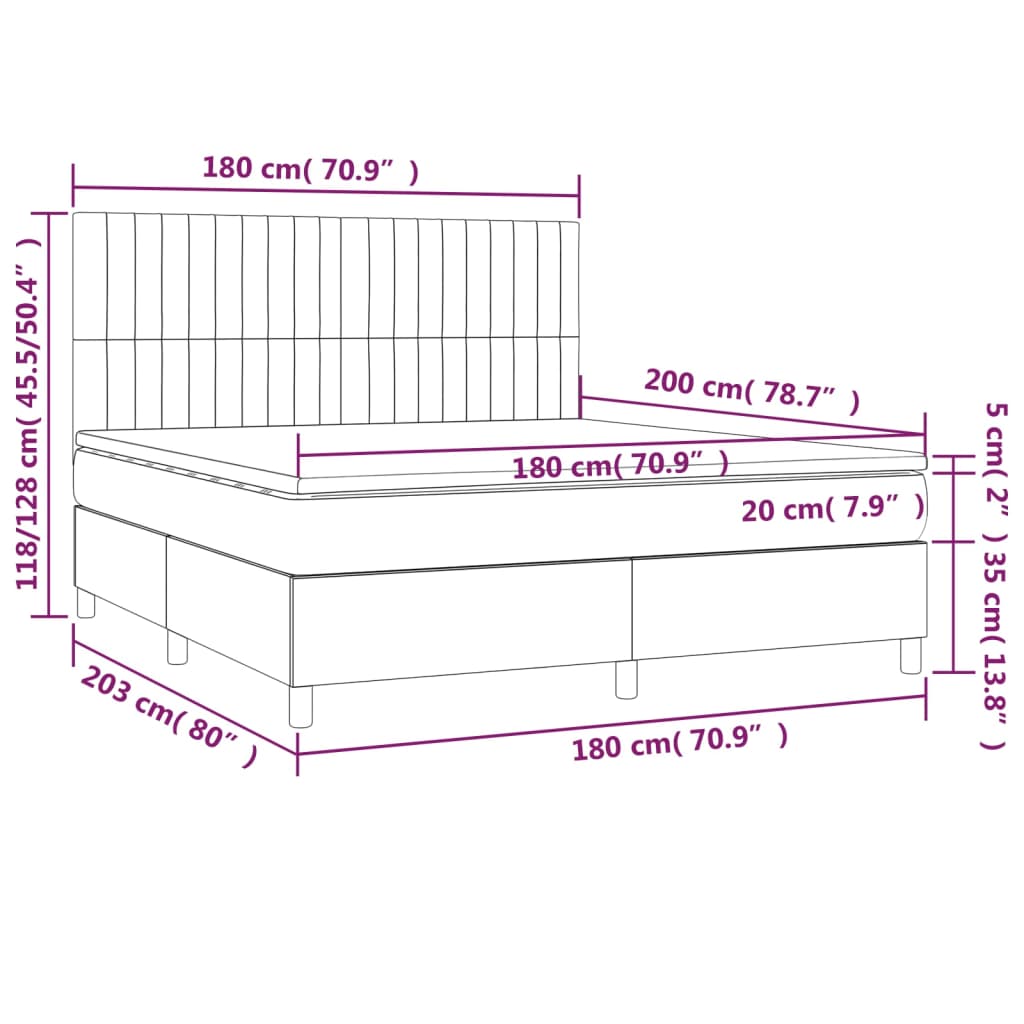 Box Spring Bed with Mattress Pink 180x200 cm Velvet