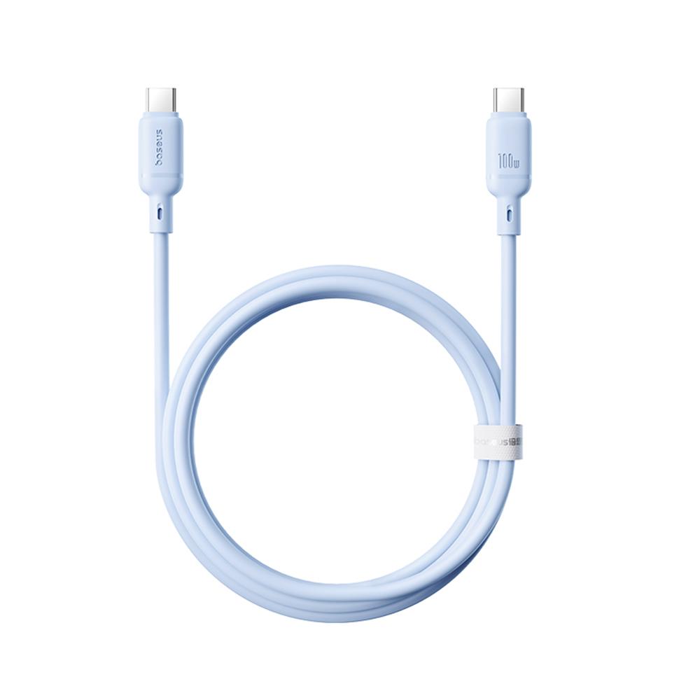 

BASEUS Silky PD 100W Fast Charging Cable Soft PVC USB-C to USB-C Data Cord,Length: 1m Blue