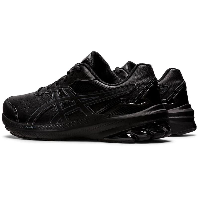 ASICS GT 1000 Leather 2 Abrasion Resistant Low top Training Sprint Running Shoes Men's Black 2E Width Sneakers 1131A059-001