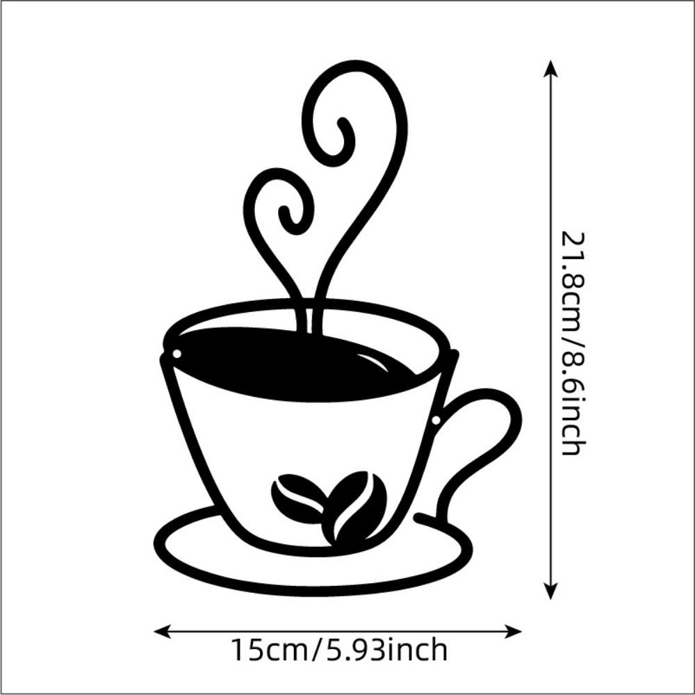 Wall Mounted Wall Hanging Decoration Coffee Cup Wall Iron Art  Home Interior