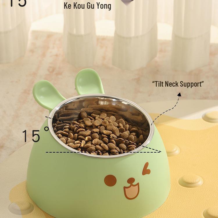Cute Rabbit Pet Bowl - Stylish Stainless Steel & Plastic Water Bowl for Cats and Dogs