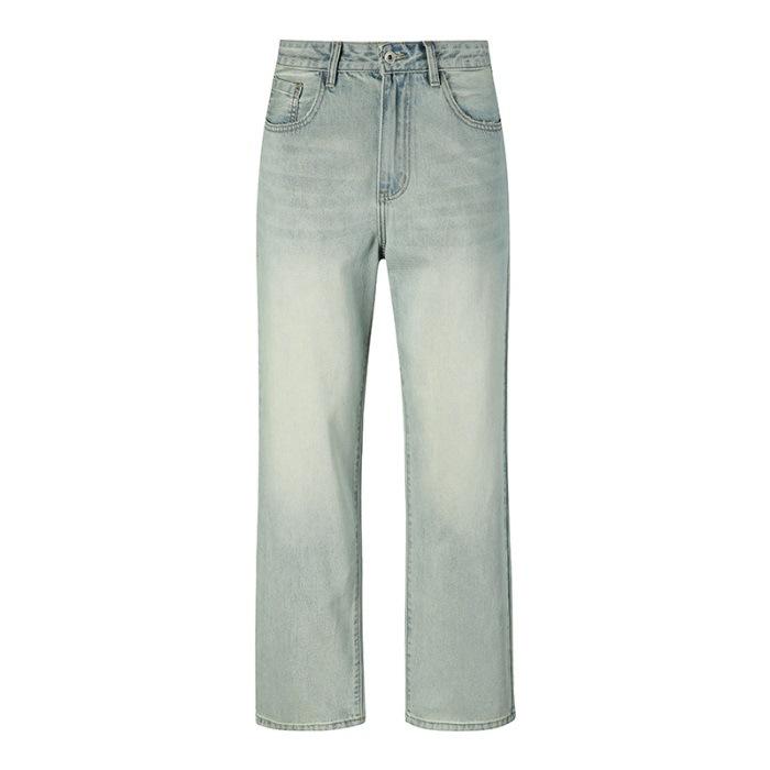 

Новые американские уличные джинсы и брюки прямого кроя свободного кроя цвета варки на весну и лето 3XL синий