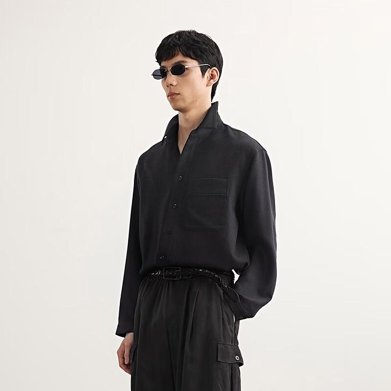 SUPIN Men's 2025 Spring 100% Wool Oversized Long-Sleeve H-Shaped Shirt