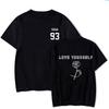 2025 New Women's T-shirt Flower Printed Fashion Versatile Top Love Yourself Text Printed Style Clothing