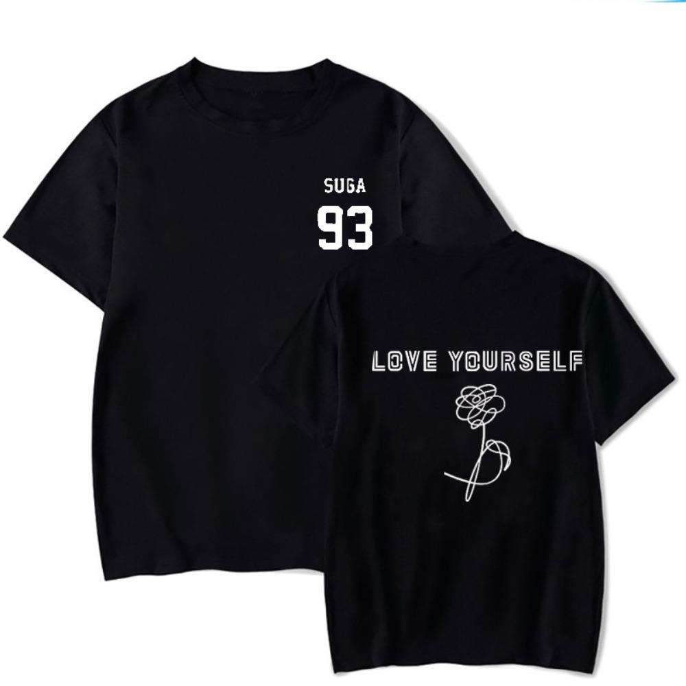 2025 New Women's T-shirt Flower Printed Fashion Versatile Top Love Yourself Text Printed Style Clothing
