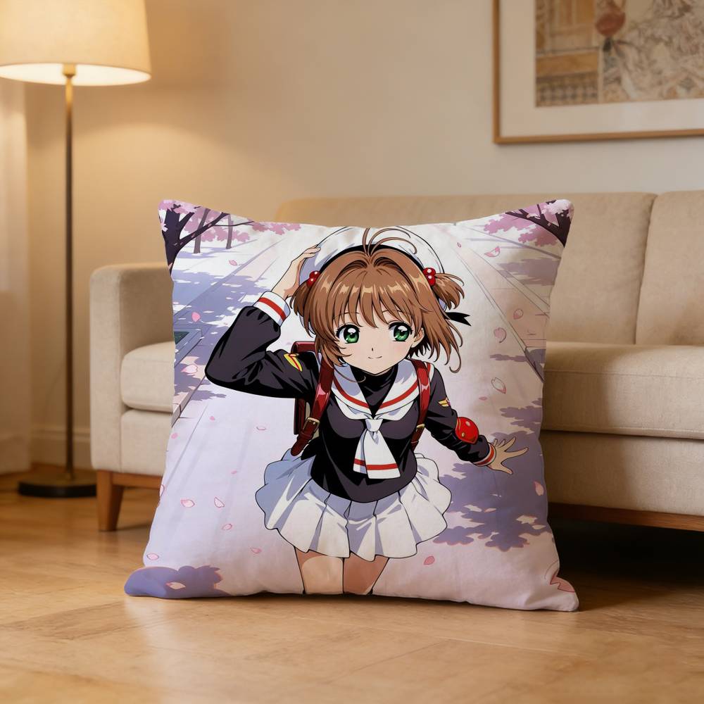 S-Sakura Kinomoto Pillow Case For Sofa Living Room Home Office Decor Protective Cover