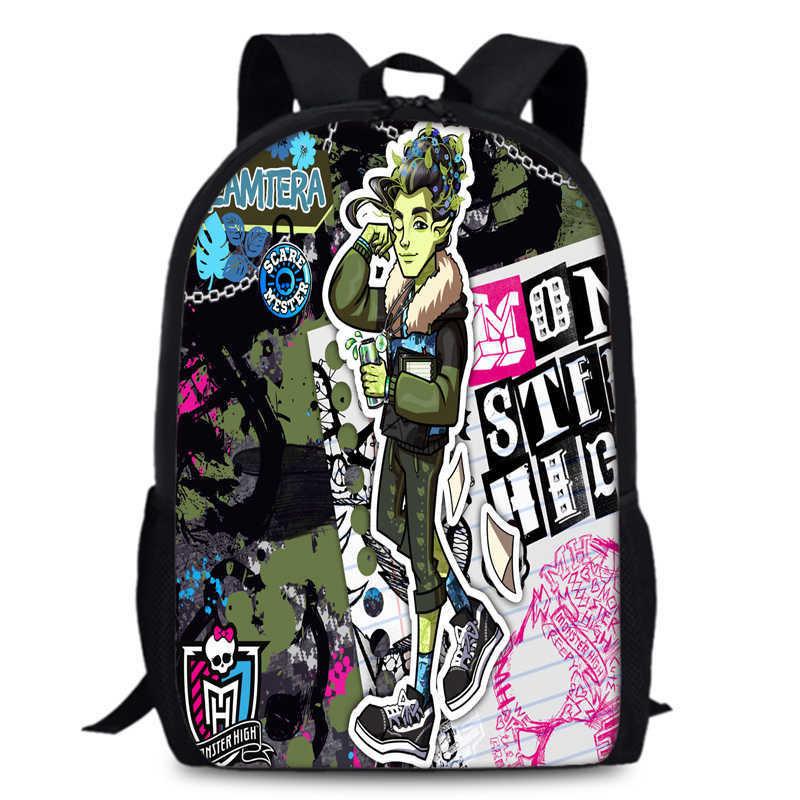 Monster High Unisex 15in Backpack Ergonomic Support Oxford Fabric Schoolbag