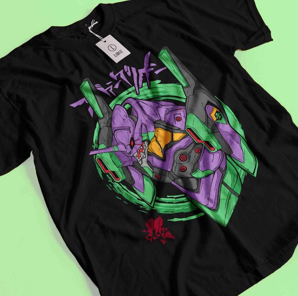 

Neon Genesis Evangelion T-shirt Eva Unit 01 Japanese Black Anime Shirt All Size 2XL