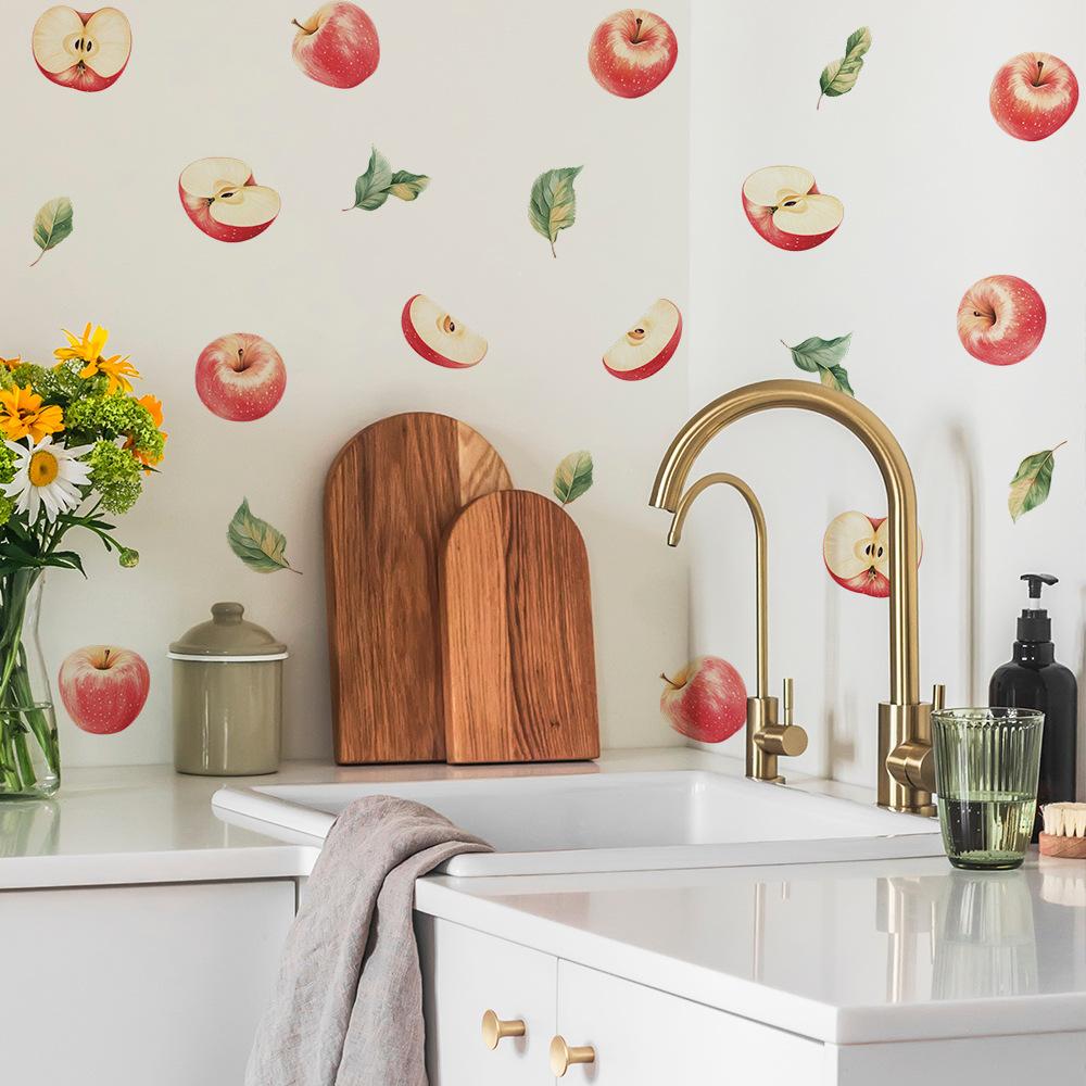 Gemalte Rote Apfel Aufkleber für Küchen-Esszimmerschränke, Heimhintergrund und Wandverschönerung