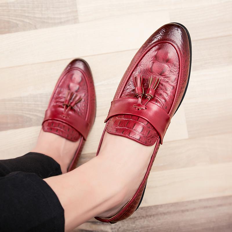Men's Tasseled Loafer Wine Red Dress Shoes Stylish Formal Leather Prom Wedding  Shoes for Men Large Size  buy the best products in the Ayzeze online store