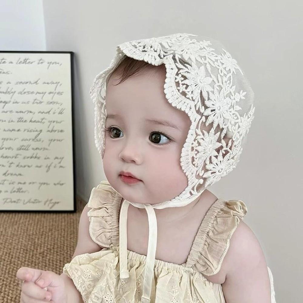 Mesh Baby Bonnet Lace Flower Baby Hat Sweet Infant Princess Cap