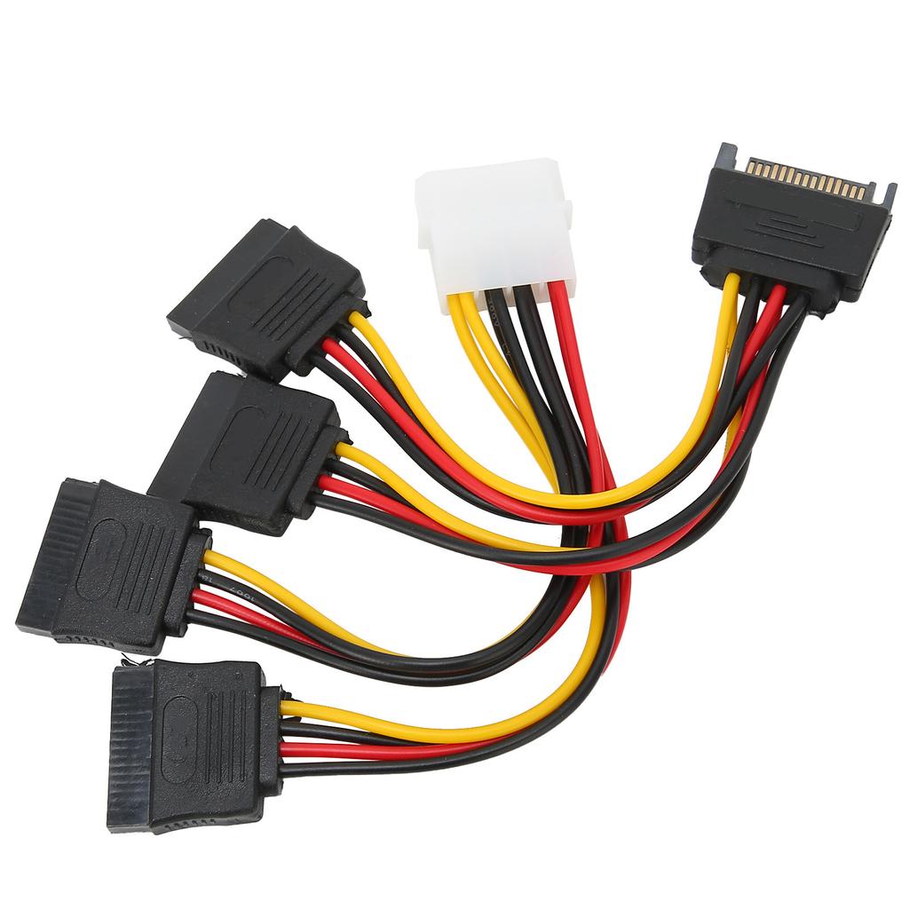 2Pcs Hard Drive Power Cord 4Pin IDE 15Pin SATA Male To 2 Female Distributor Adaptor Cable