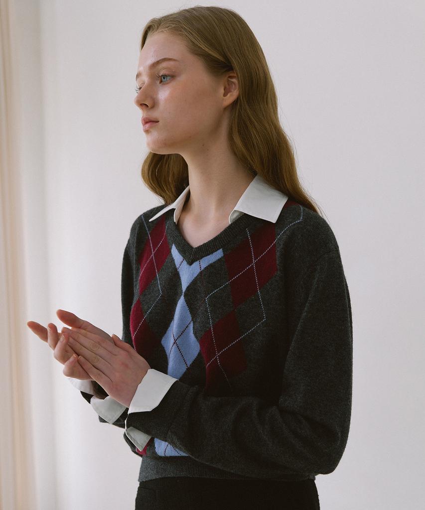 YUPPE Argyle Shirt Knit_Gray
