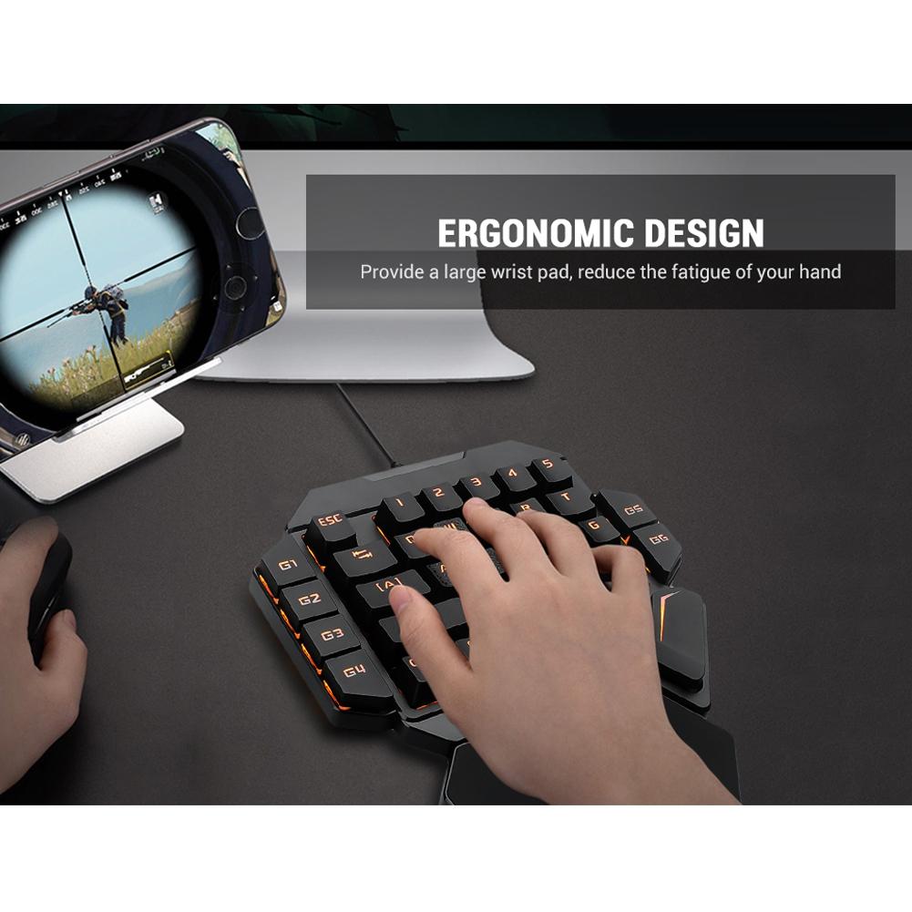 Onehanded Keyboard RGB Blacklight Mechanical Keyboard With Macro Definition Function